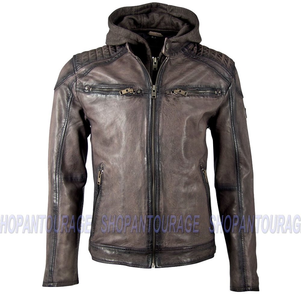 Mauritius Vinn Hooded 100% New Genuine Lambskin Fashion Leather Jacket For Men
